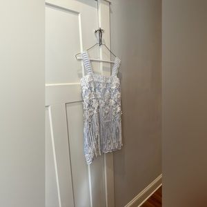 ALEXIS Crochet and Blue and White Stripe Dress